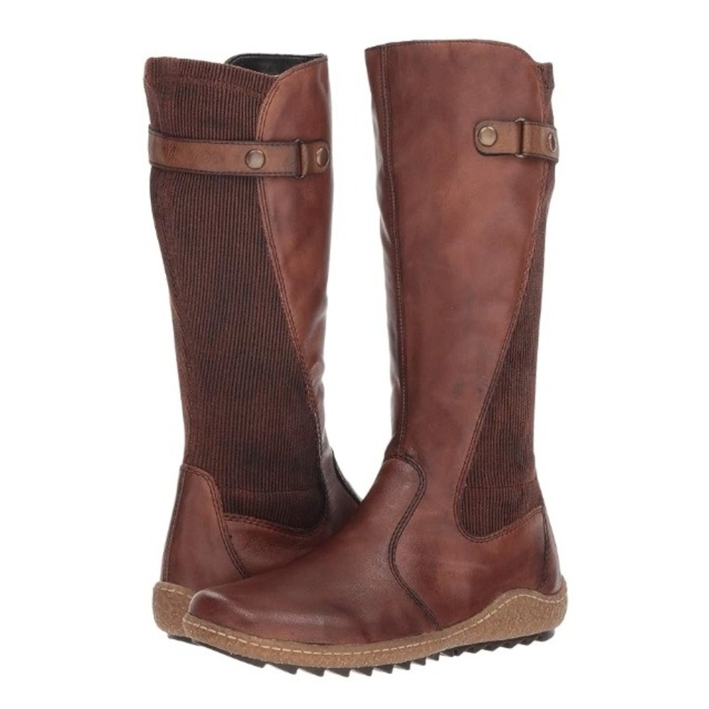 Remonte Rieker Riding Boots Tall Brown Leather Ribbed Knit Casual Lightweight 42
